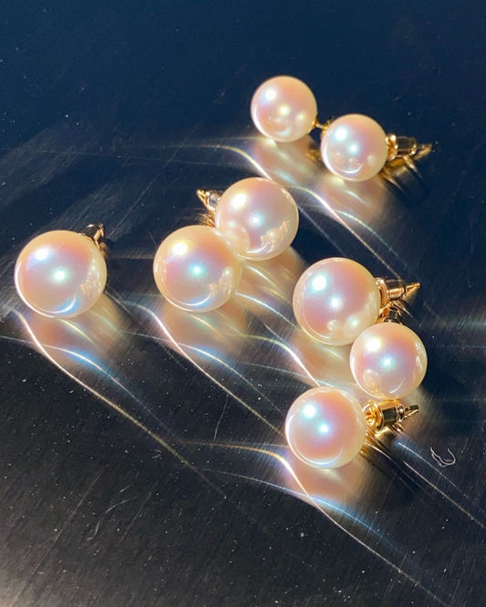 Blush Pearl Studs | Earrings | Natural Pearl & 18k Gold – Lunari Jewellery