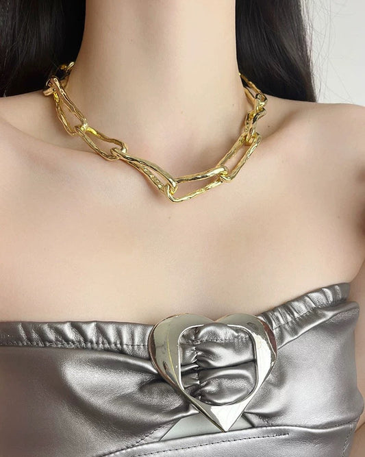 Sculptural Link Choker | Necklace | 18k Gold Plated โ Lunari Jewellery