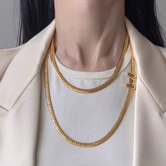 Bold Ripple Herringbone Chain | Ring | 18k Gold Plated โ Lunari Jewellery