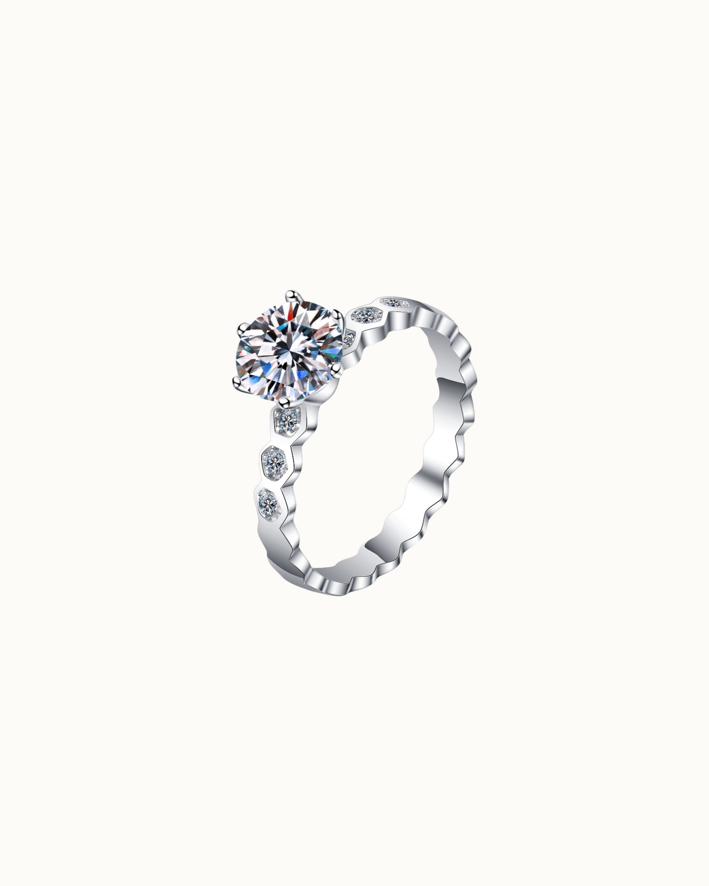 Moissanite Hexa Nova Ring | Ring | Moissanite & 18k Gold – Lunari Jewellery