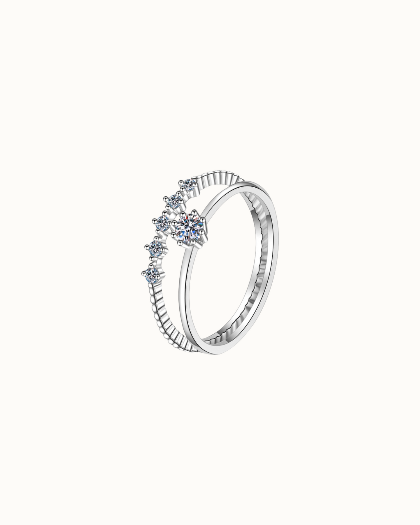 Moissanite Aurora Duo Ring | Ring | Moissanite & 18k Gold – Lunari Jewellery